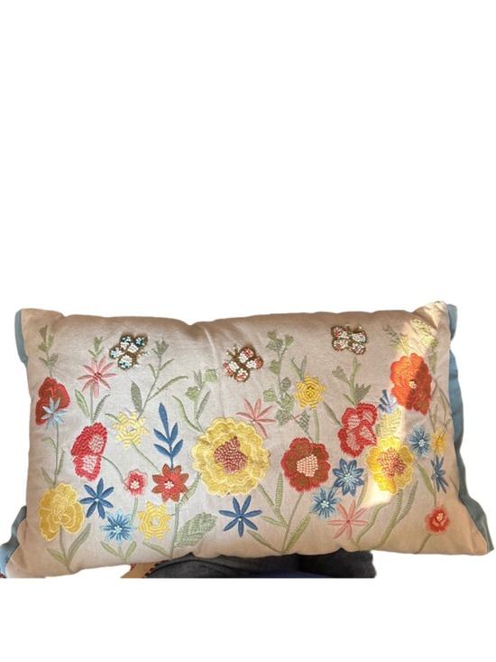 Pier 1 Other - Pier 1 Floral Embroidered Accent Pillow One Size Beige Red